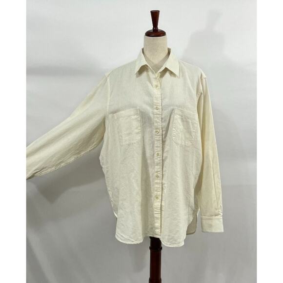 FOUR OBJECTS  Sz 5 XL White Herringbone V2 Work Shirt Top - Picture 7 of 11